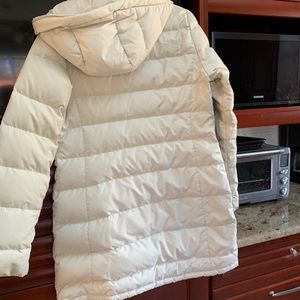 North Face 3/4 length white women’s down jacket